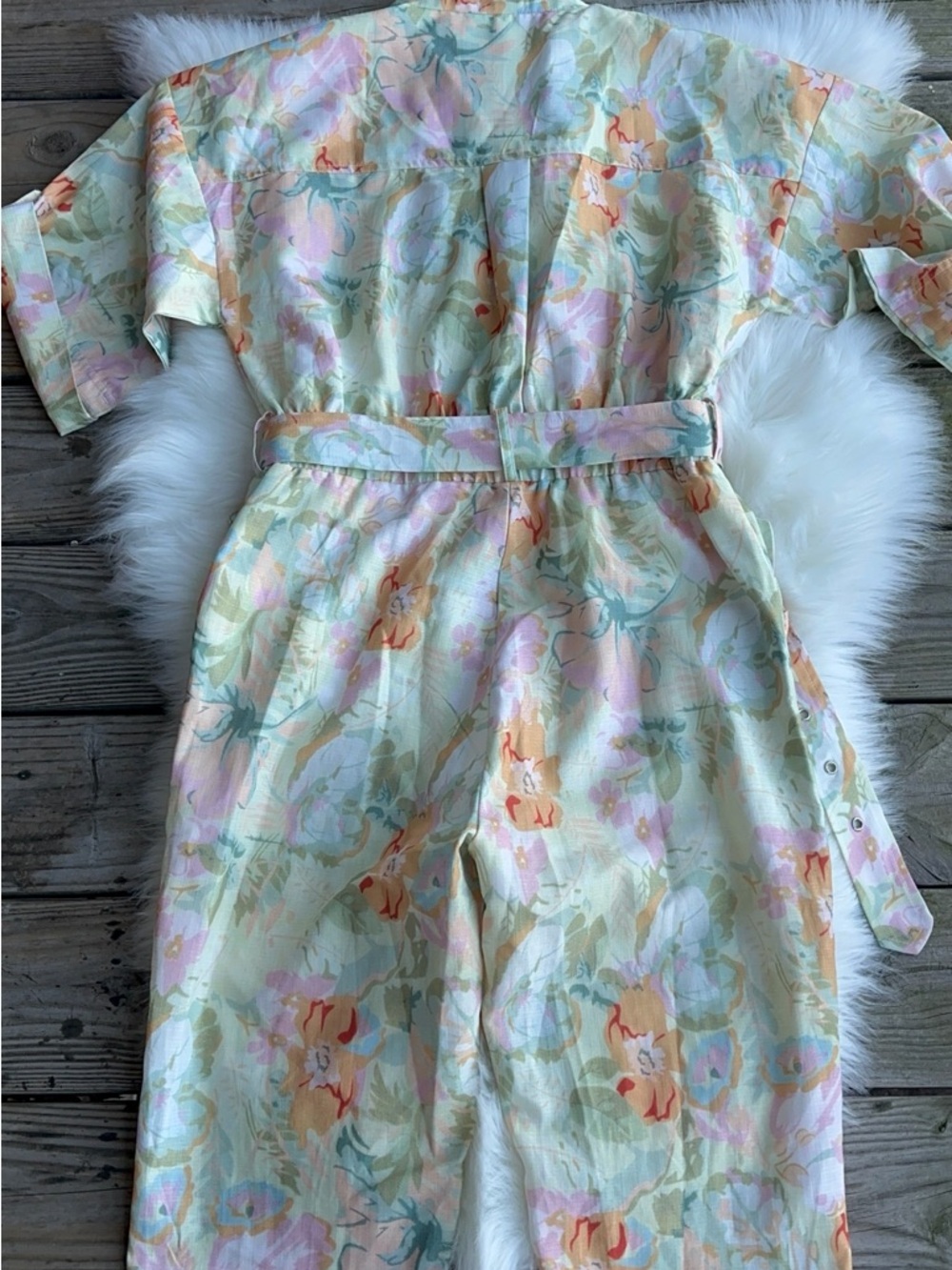 Lena Pastel Floral pants Jumpsuit with Belt - Picture 9 of 12